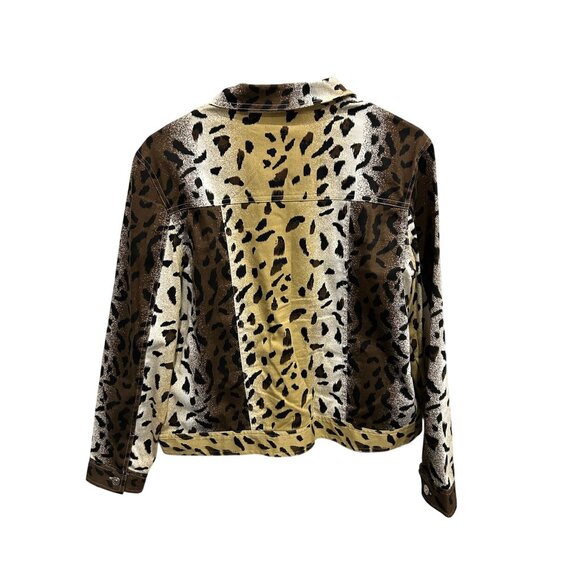 Vintage 90s Selene Sport Leopard Print Button Front Jacket Size 8 - Picture 2 of 8